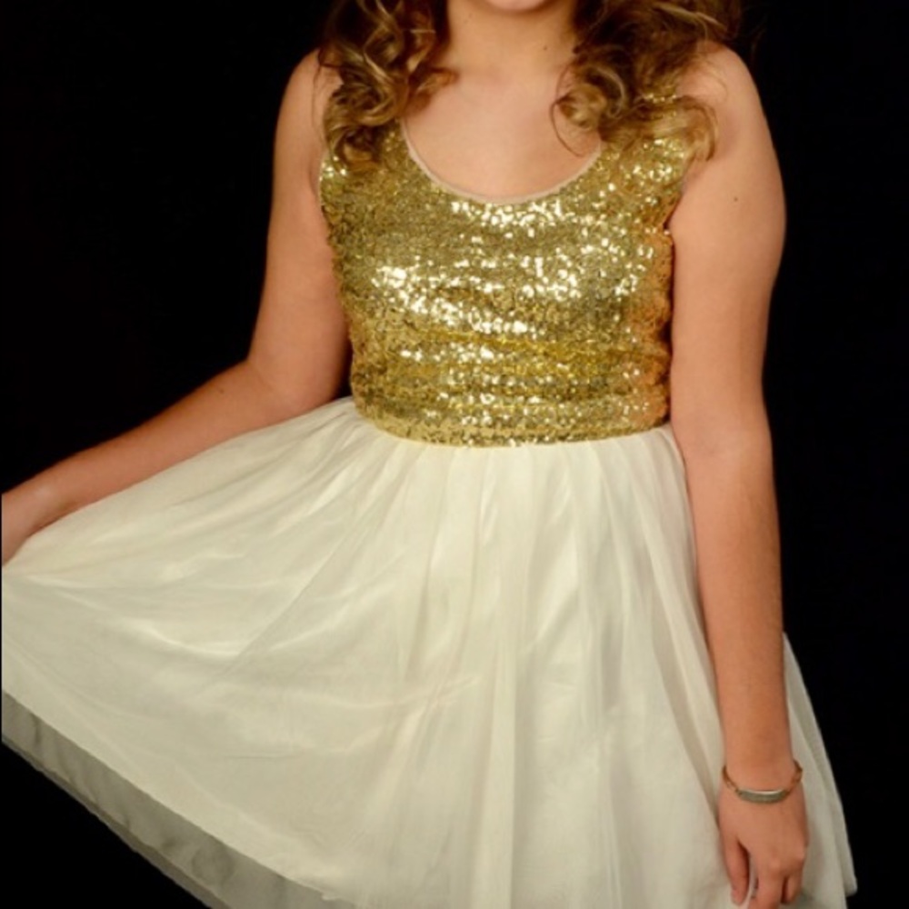 Gold and white homecoming dress